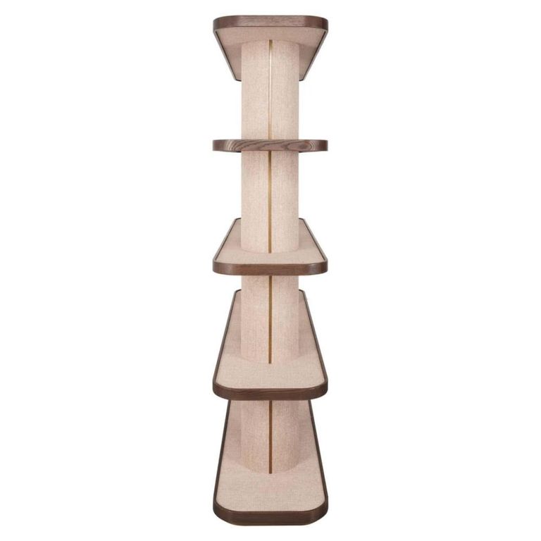 Willox Curved Open Shelving Unit - Beige and Brown - Oak