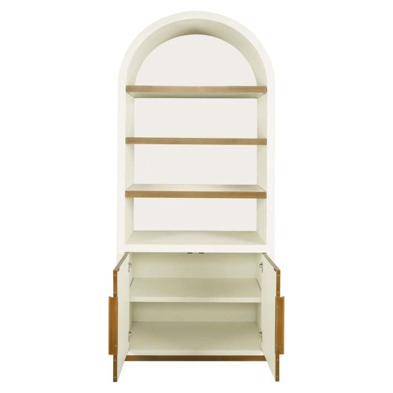 Tivoli Fluted Storage Cabinet - 2 Door - Arched - with Gold Trim - White - Ceramic
