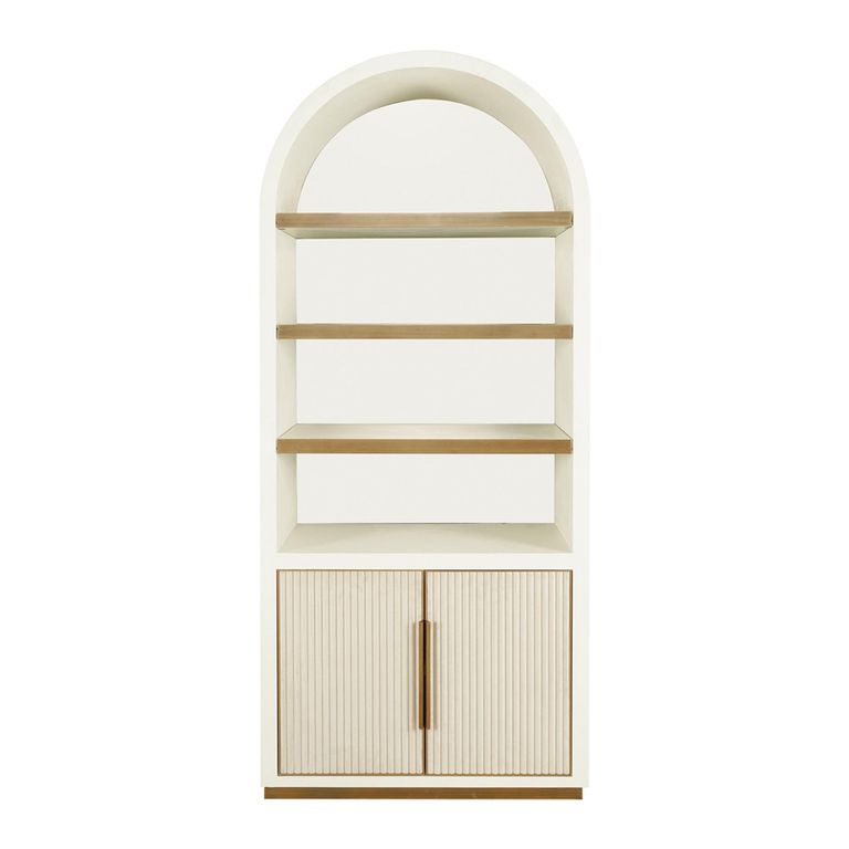Tivoli Fluted Storage Cabinet - 2 Door - Arched - with Gold Trim - White - Ceramic