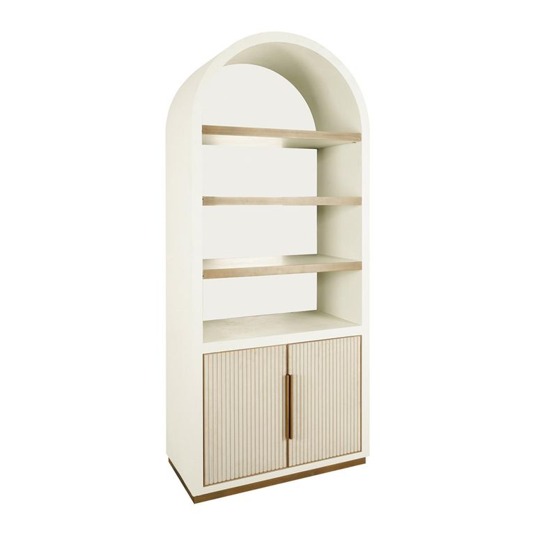 Tivoli Fluted Storage Cabinet - 2 Door - Arched - with Gold Trim - White - Ceramic