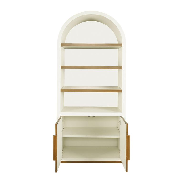 Tivoli Fluted Storage Cabinet - 2 Door - Arched - with Gold Trim - White - Ceramic
