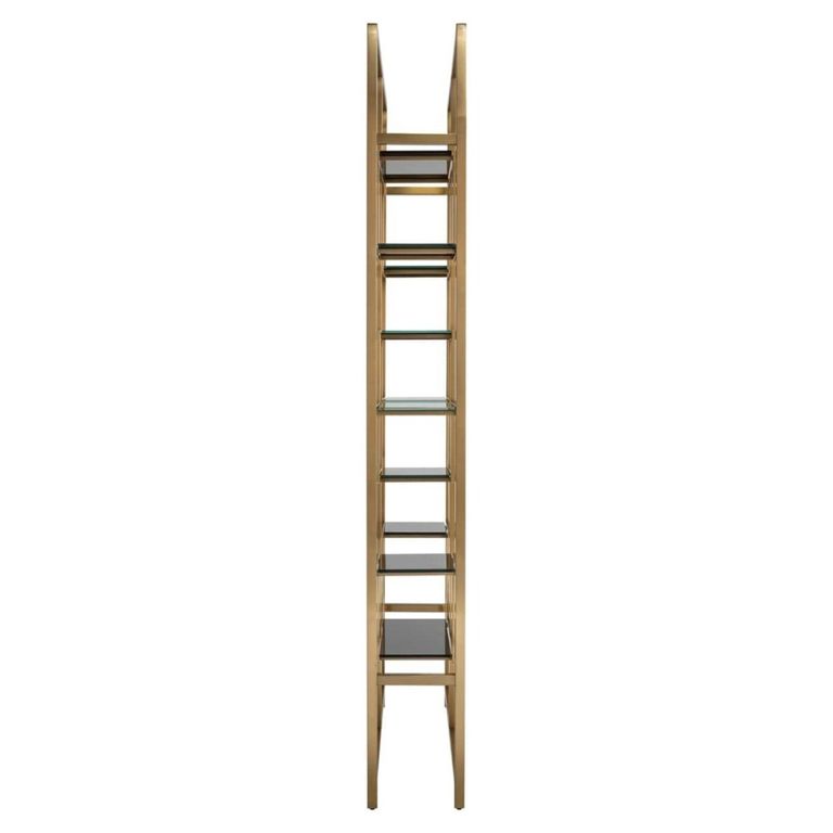 Magnus Open Shelving Unit - Brushed Gold - Glass and Metal