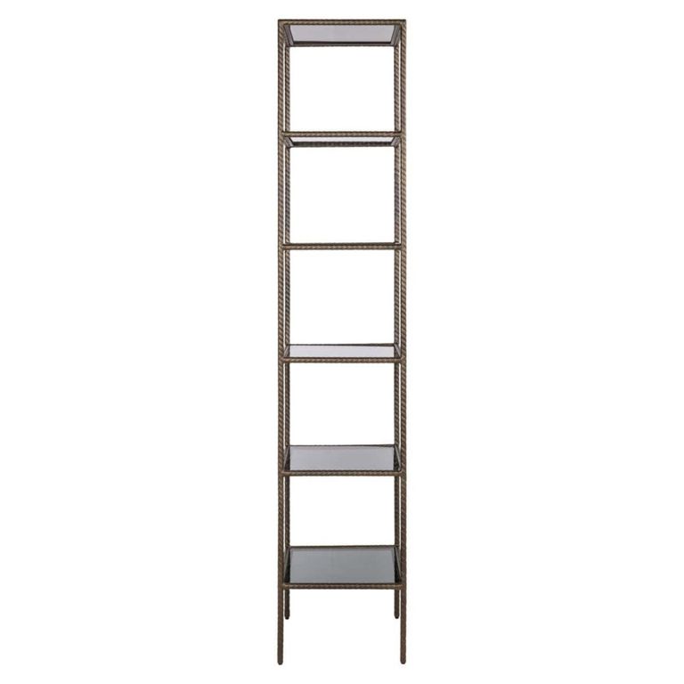 Sheridon Open Shelving Unit - Gold - Glass and Metal