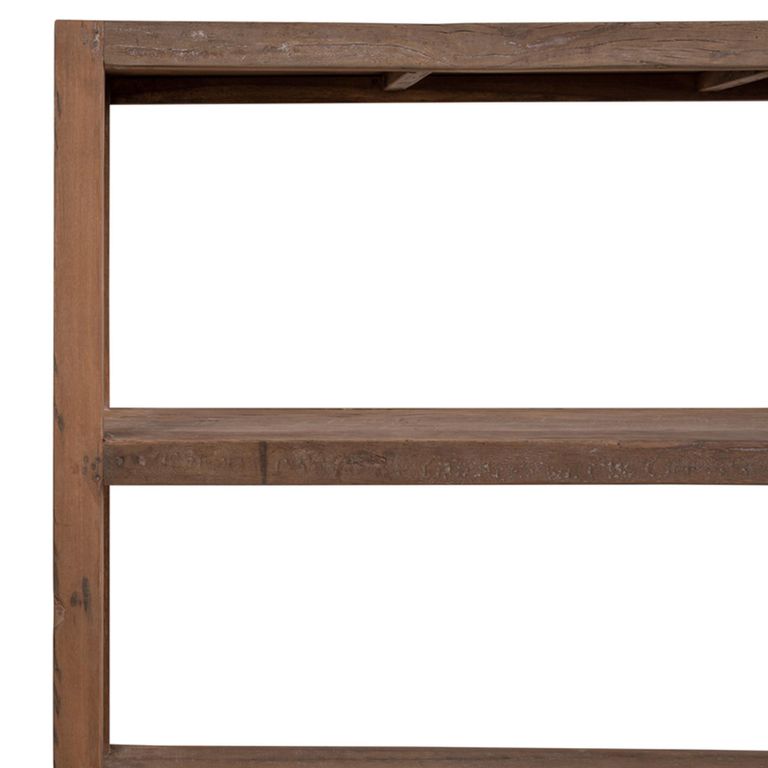 Bassano Shelving Unit - Low - on Wheels - Natural - Recycled Wood and Metal