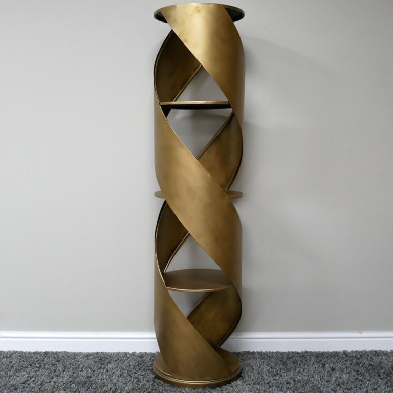 Swirl Shelving Unit - Round - Antique Gold - Metal