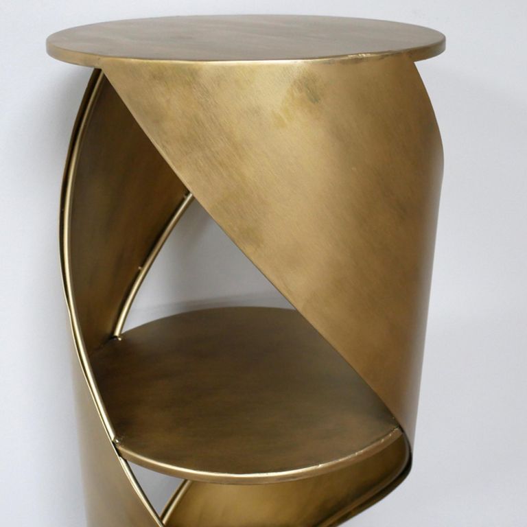 Swirl Shelving Unit - Round - Antique Gold - Metal