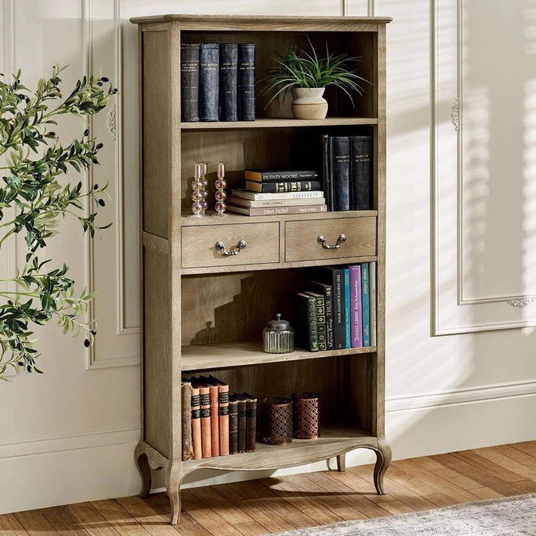 Camille Bookcase - 2 Drawer - Tall - French Style - Natural - Limed Oak