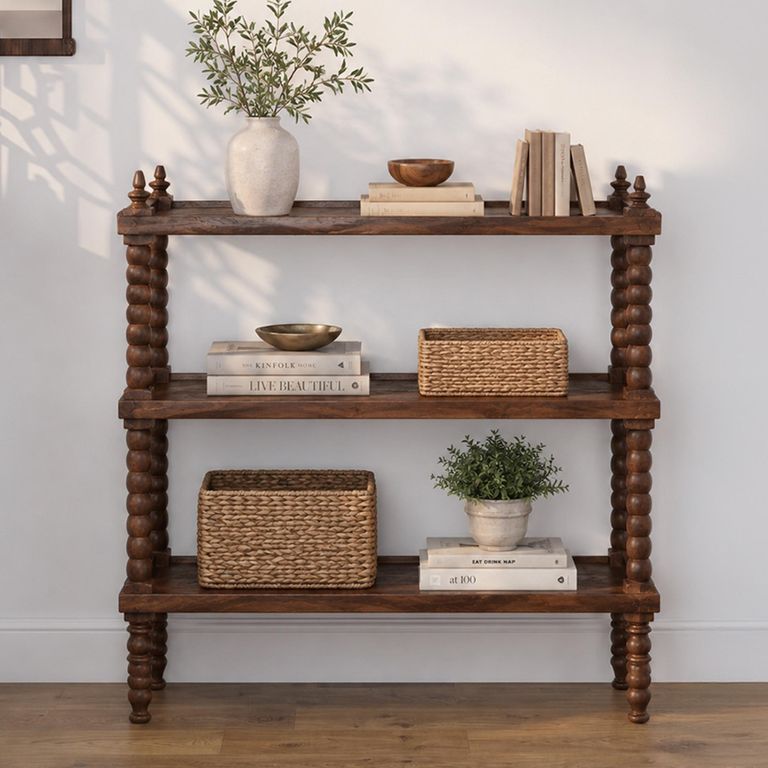 Open Shelving Unit - Spindle Frame - Rich Dark - Wooden