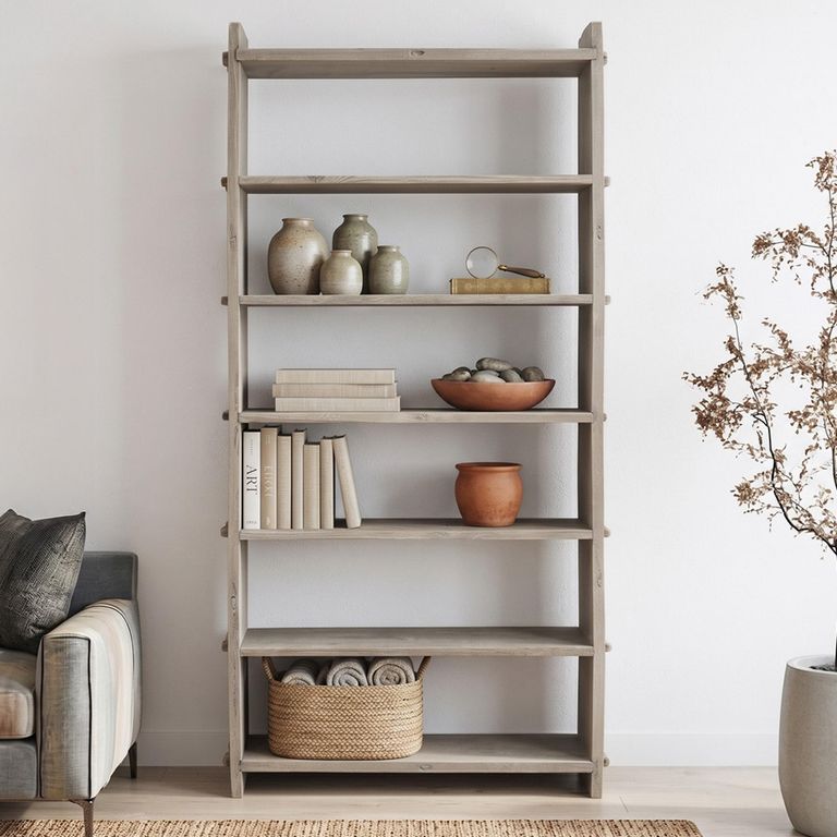 Open Shelving Unit - Wide - Natural Weathered - Wooden