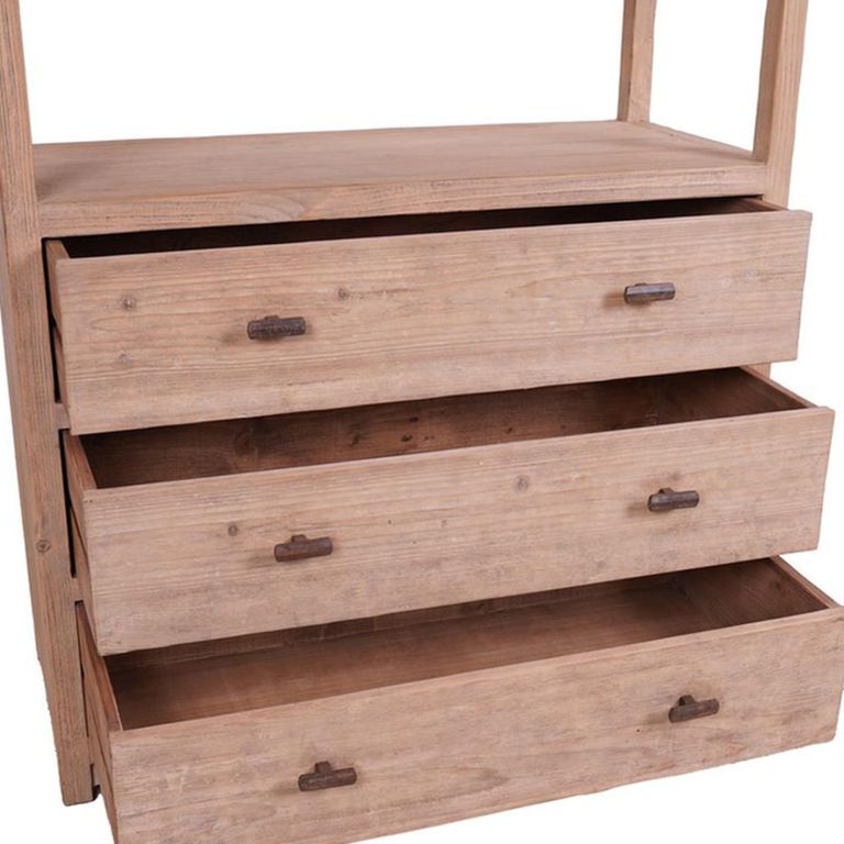 Bookcase - 3 Drawer - Natural Weathered - Wooden