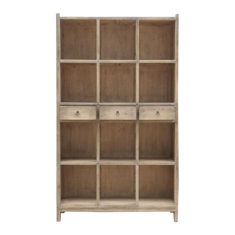Bookcase - Wide - 3 Drawer - Natural Weathered - Elm Wood