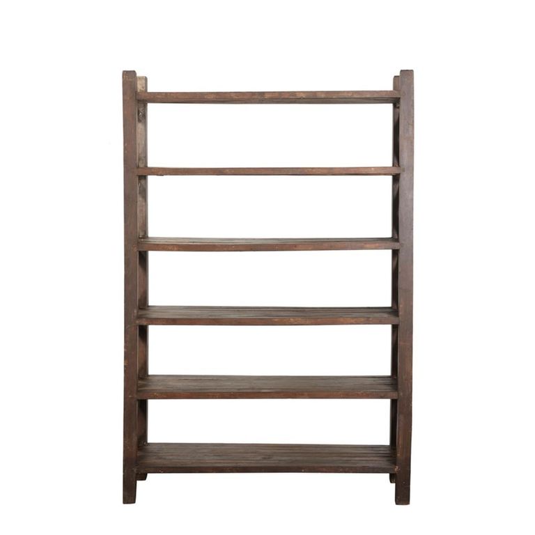 Open Shelving Unit - Cross Braced - Brown - Wooden