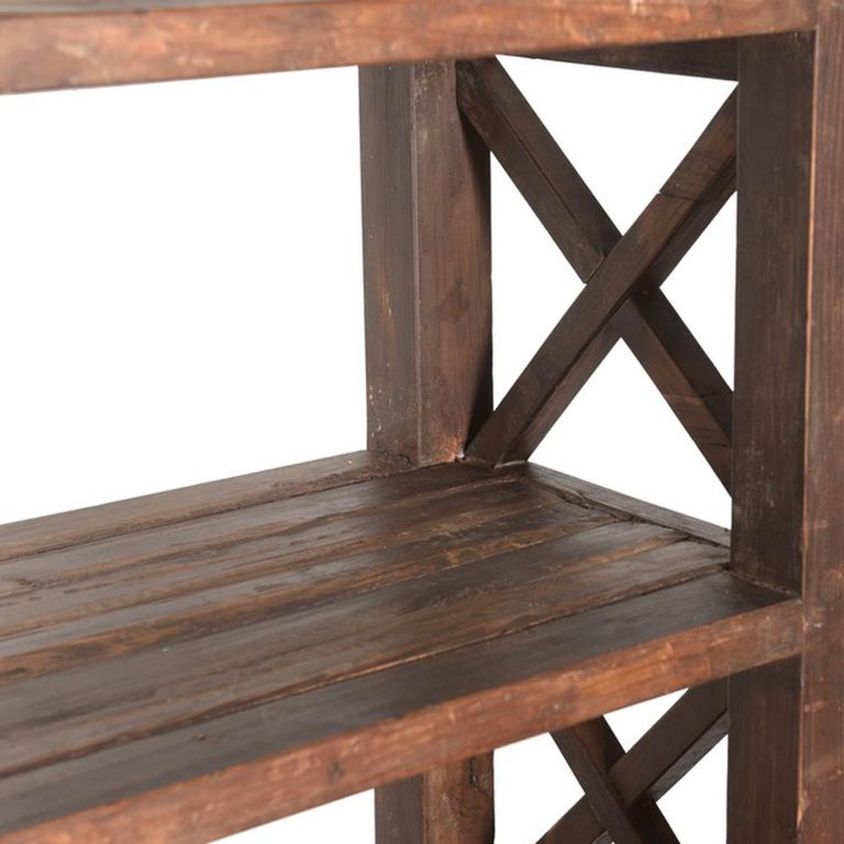 Open Shelving Unit - Cross Braced - Brown - Wooden