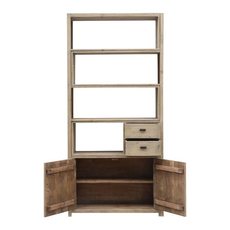 Pull Out Bookcase - 2 Door - 2 Drawer - Natural - Wooden
