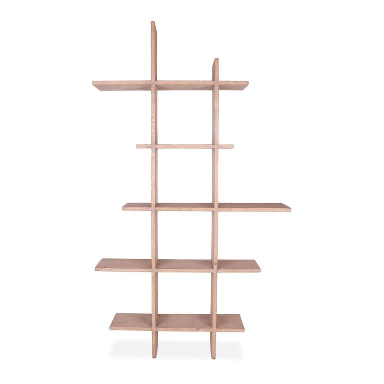 Quincy Open Shelving Unit - Geometric Design - Natural - Pine Wood