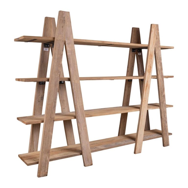 Santander Open Shelving Unit - A-Frame - Rustic Natural - Wooden