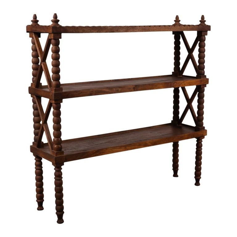 Open Shelving Unit - Spindle Frame - Rich Dark - Wooden