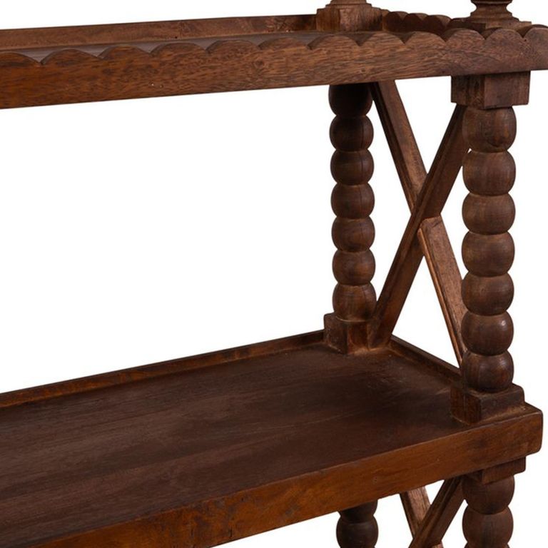 Open Shelving Unit - Spindle Frame - Rich Dark - Wooden