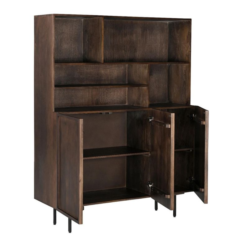 Elan Shelving Unit - 3 Door - Chestnut - Mango Wood