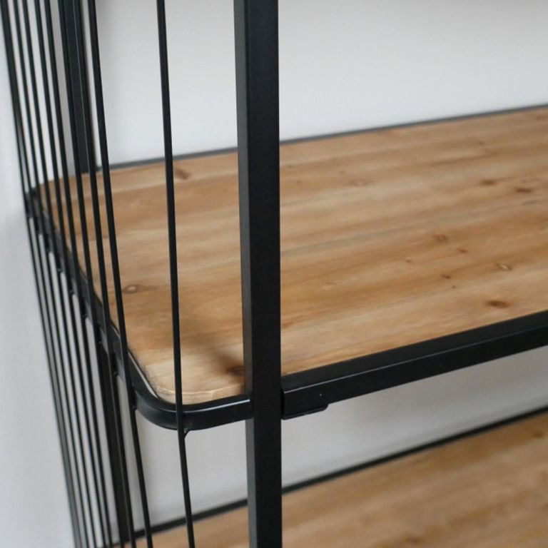 Industrial Shelving Unit - Tall - Black - on Wheels - Wood and Metal