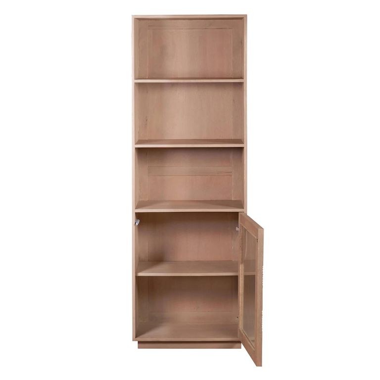 Indus Bookcase - Tall - 1 Door - Pale Taupe - Mango Wood