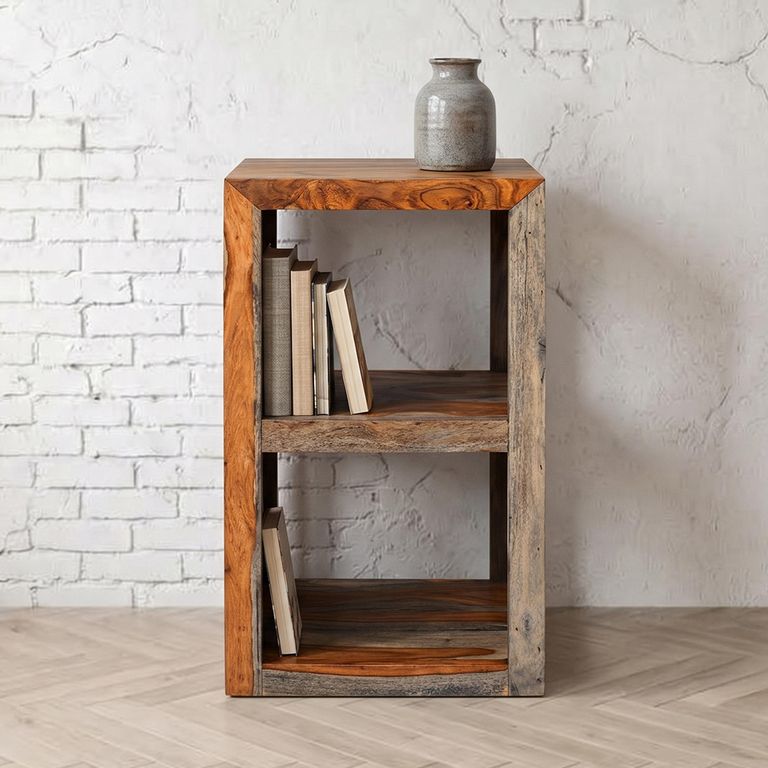 Cube Goa Petite Bookcase - 2 Hole - Rustic Sheesham