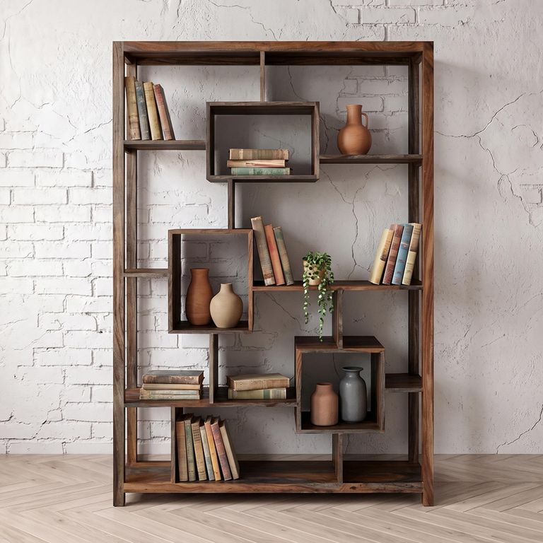 Cube Goa Petite Bookcase - Geometric - Rustic Sheesham