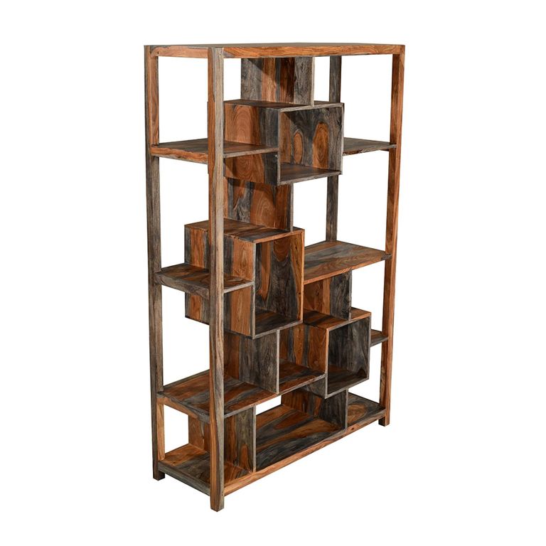Cube Goa Petite Bookcase - Geometric - Rustic Sheesham
