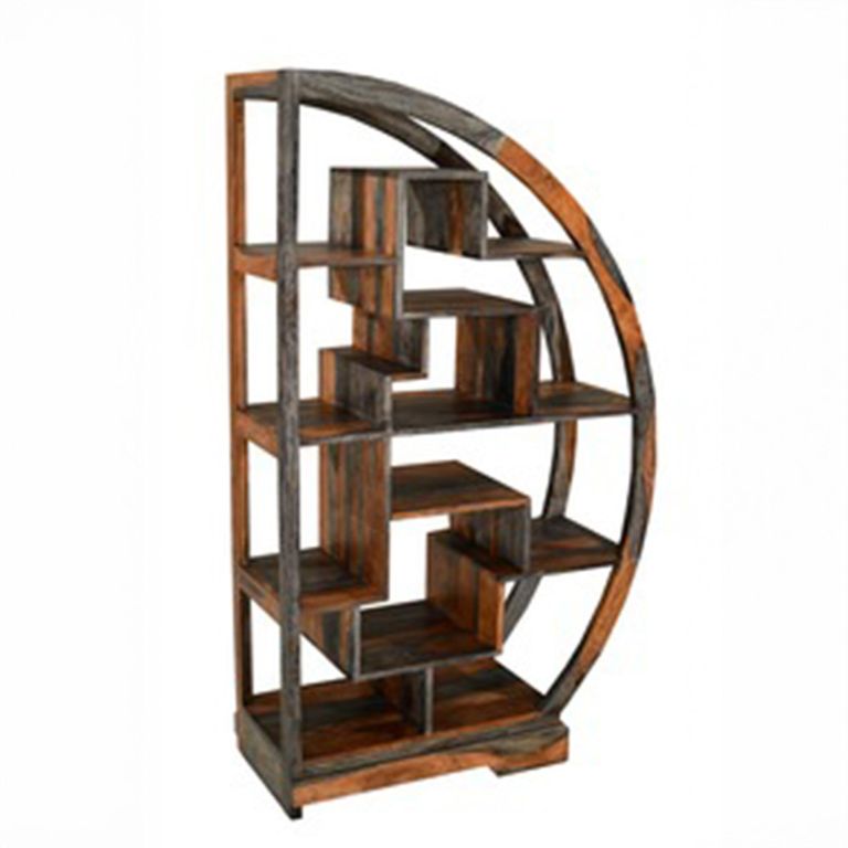 Cube Goa Petite Shelving Unit - Half Round - Rustic Sheesham