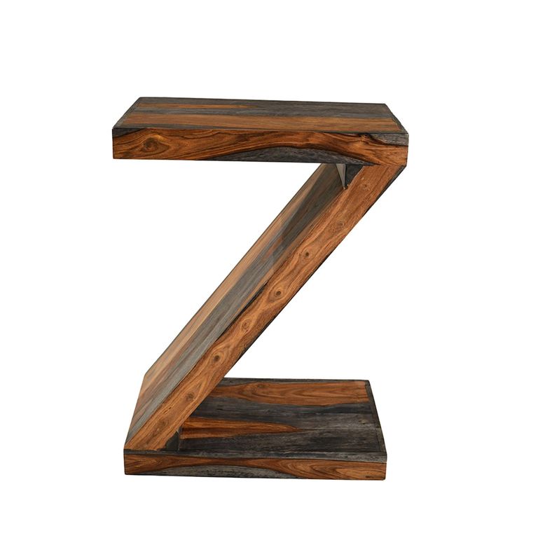 Cube Goa Petite Side Table - Z Shape - Rustic Sheesham