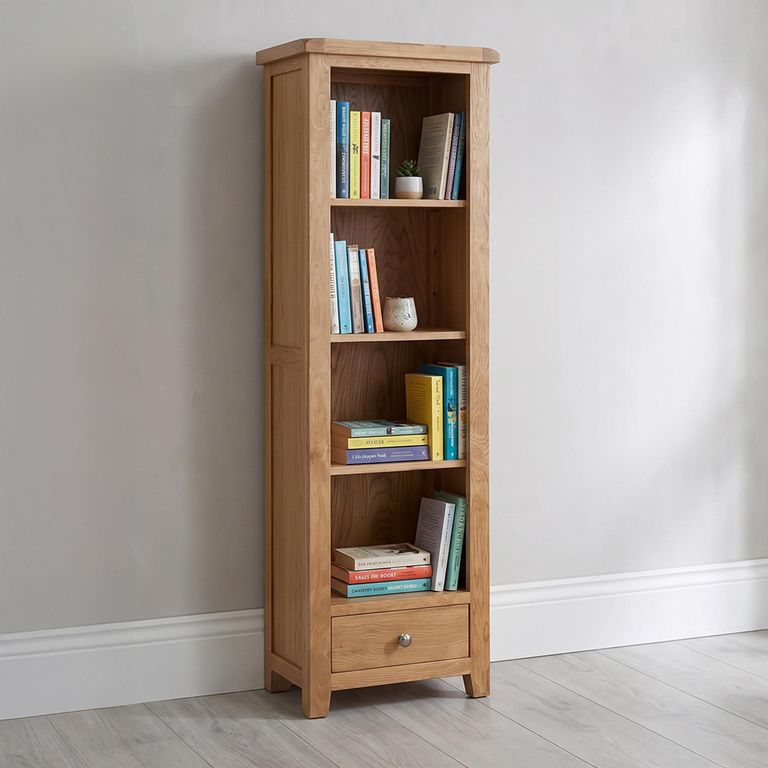 Melbourne Country Oak Bookcase - 1 Drawer - Tall - Rustic