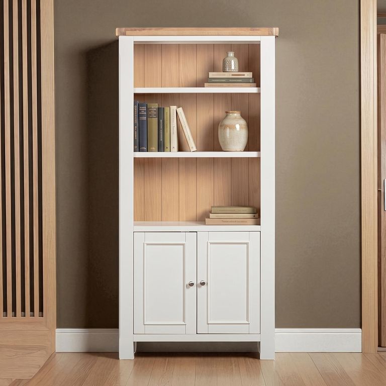 Windsor White Painted 2 Door Tall Bookcase