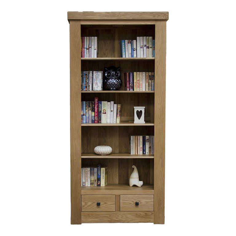 Bordeaux Large Bookcase - 2 Drawer - Oak