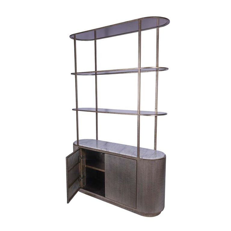 Belvedere Shelving Unit - Aged Gold - with Storage