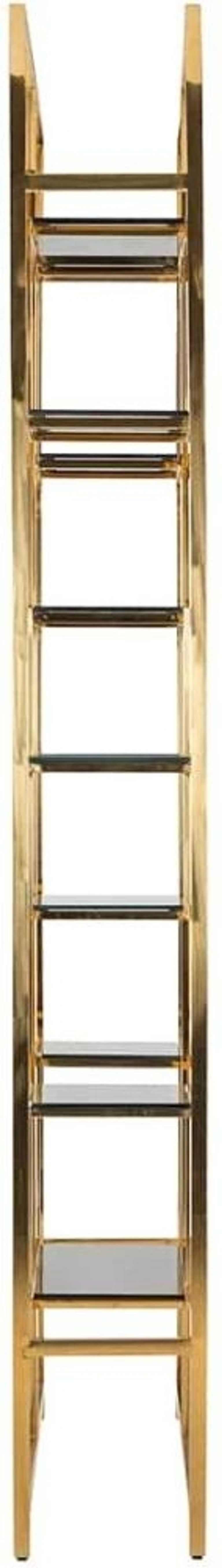 Magnus Black Glass and Gold Open Shelving Unit