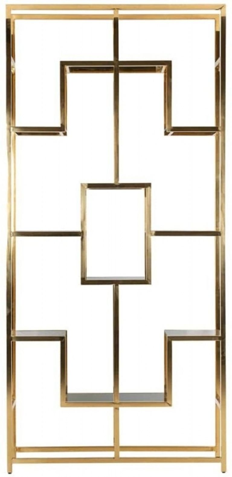 Magnus Black Glass and Gold Open Shelving Unit