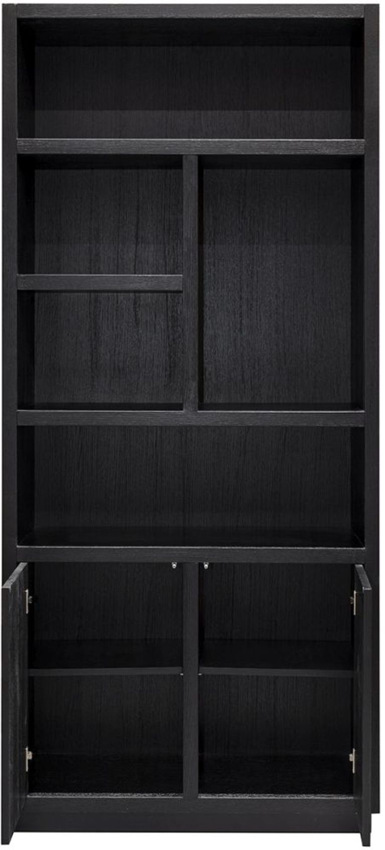 Oakura Black Oak Bookcase with Cupboard - LH