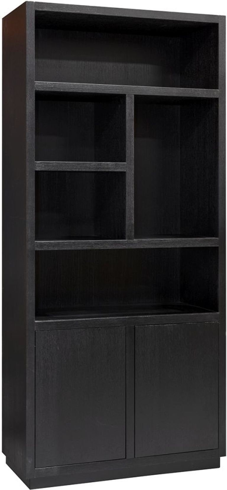 Oakura Black Oak Bookcase with Cupboard - LH