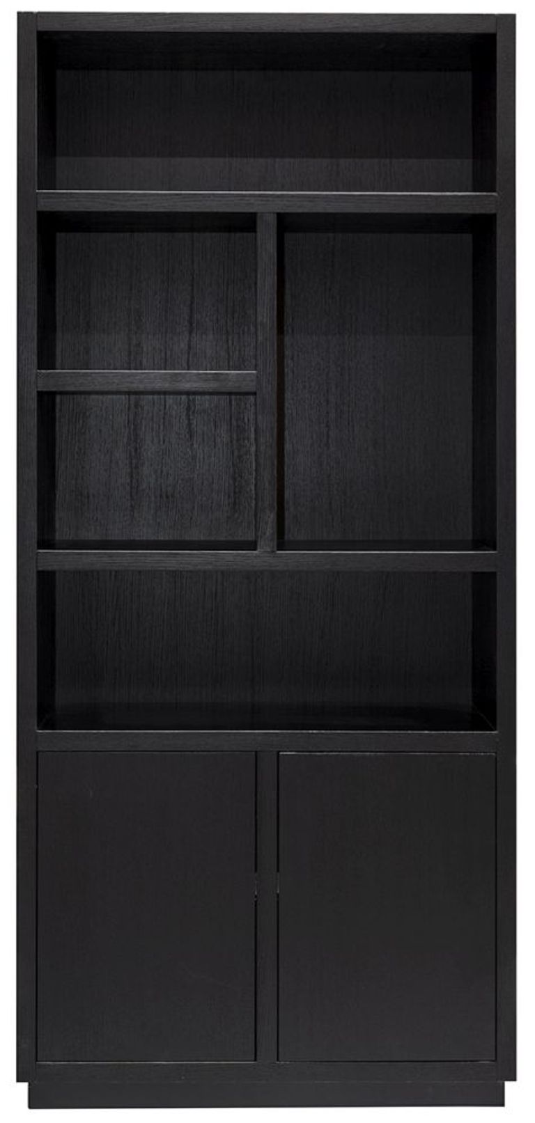 Oakura Black Oak Bookcase with Cupboard - LH