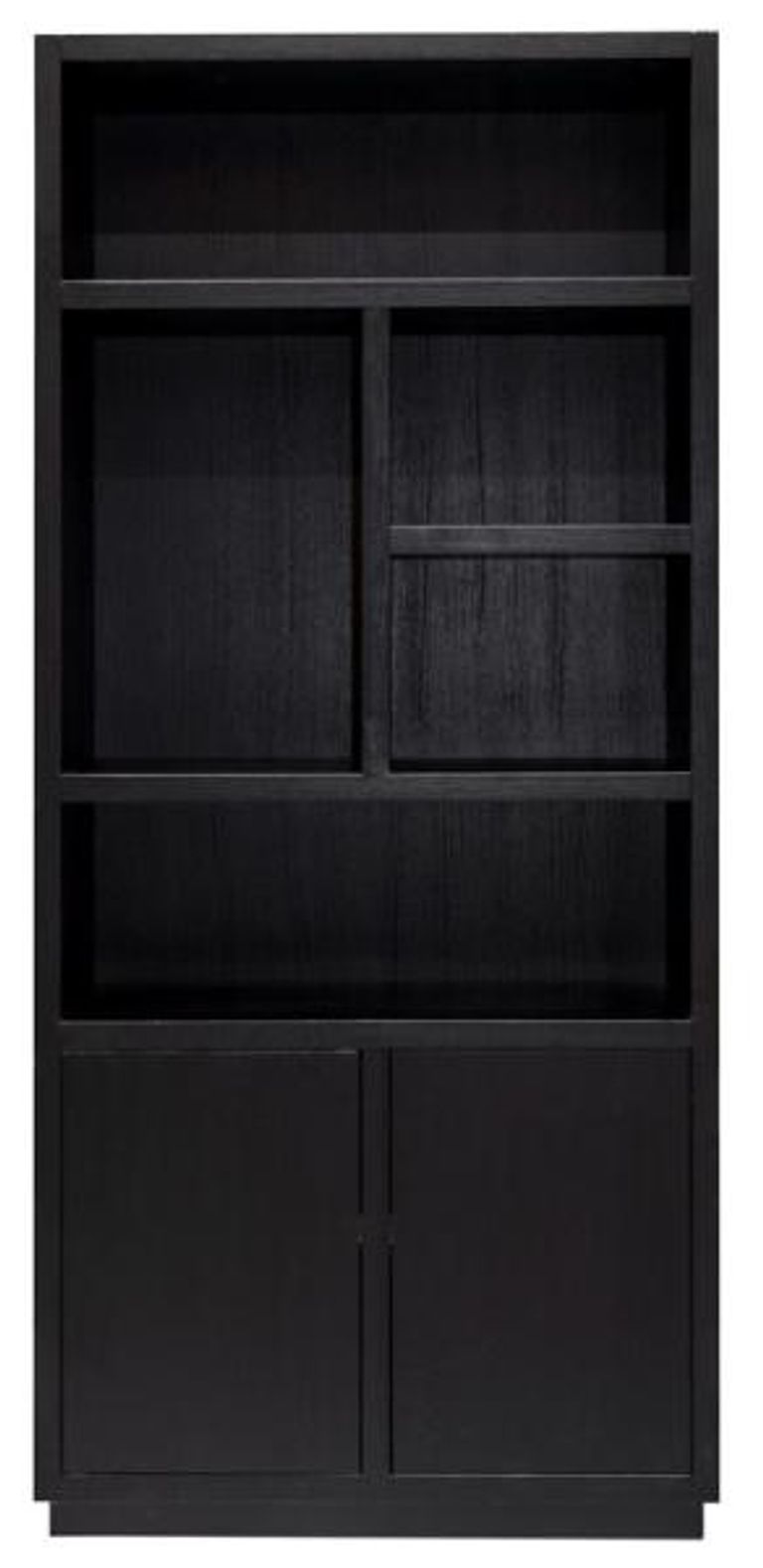Oakura Black Oak Bookcase with Cupboard - RH