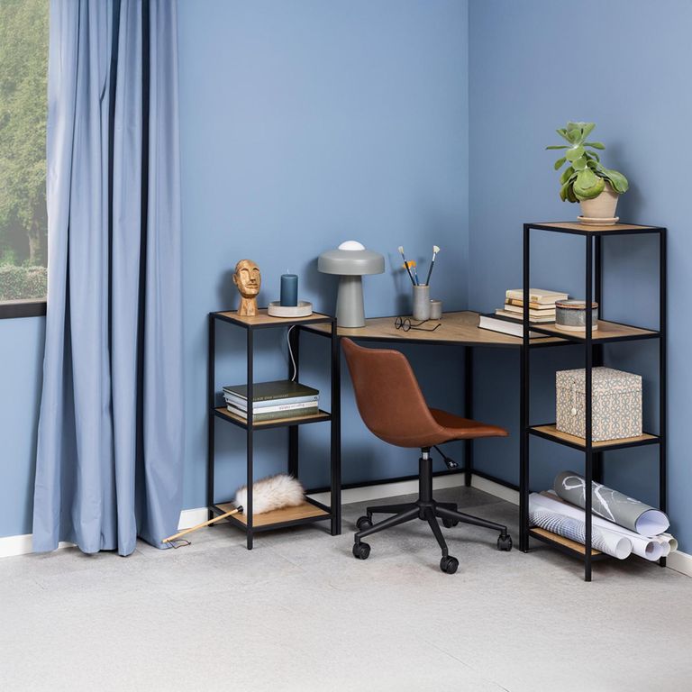 Seaford Shelving Unit - Small Open - Oak and Black Metal