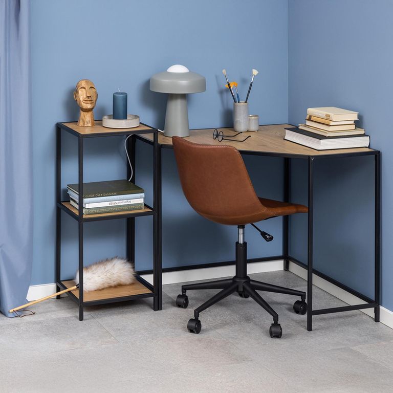 Seaford Shelving Unit - Small Open - Oak and Black Metal