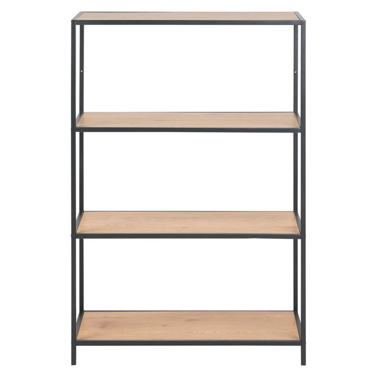 Seaford Shelving Unit - Short Open - Oak and Black Metal