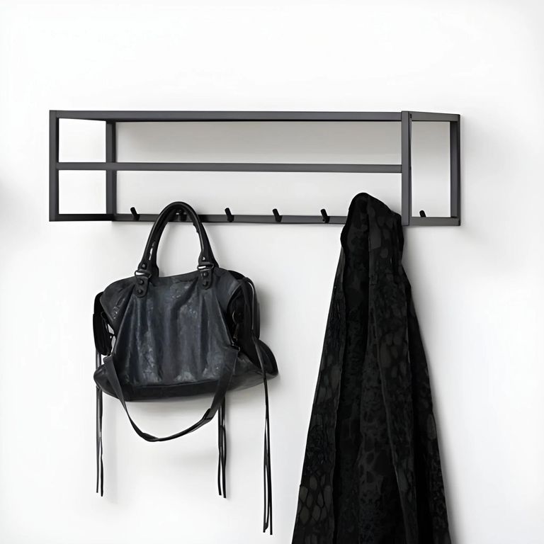 Seaford Clothes Rack - Wall Mounted - Black Metal