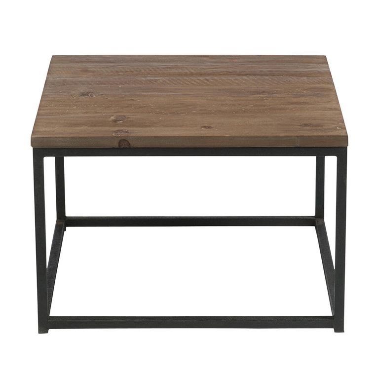 Coffee Table - Square - Low - Brown and Black - Wood and Metal