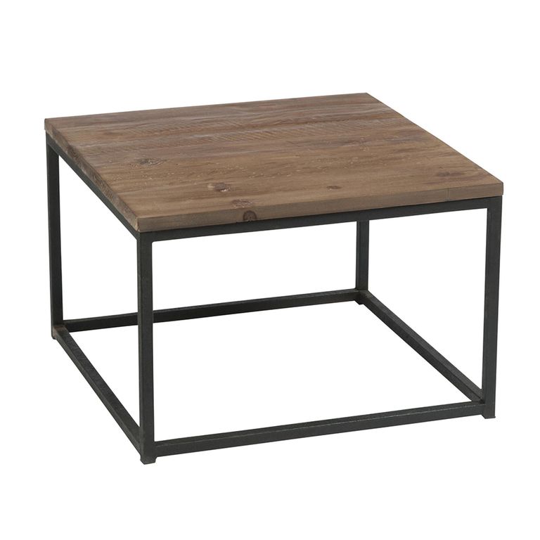 Coffee Table - Square - Low - Brown and Black - Wood and Metal
