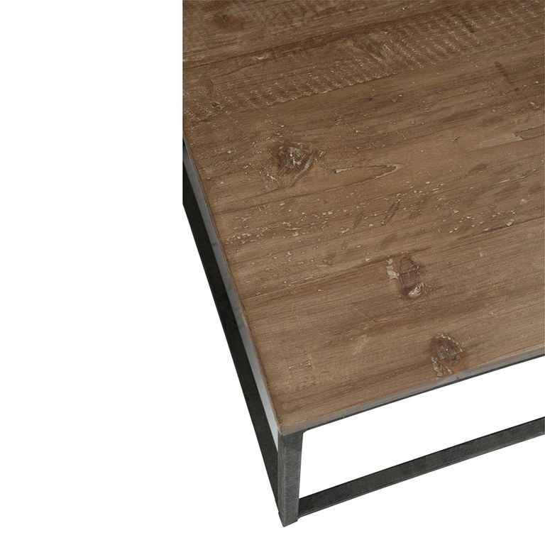 Coffee Table - Square - Low - Brown and Black - Wood and Metal