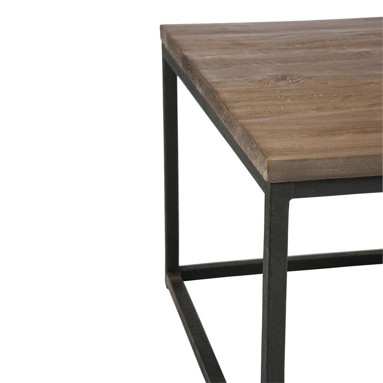 Coffee Table - Square - Low - Brown and Black - Wood and Metal