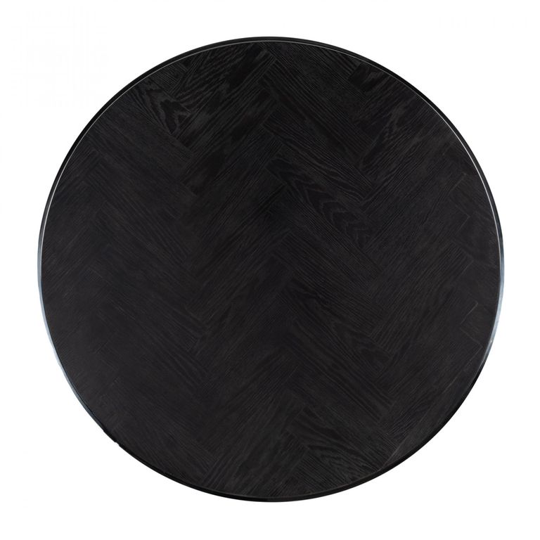 Blackbone Black Oak 2 Tier Round Coffee Tables with Silver Trim