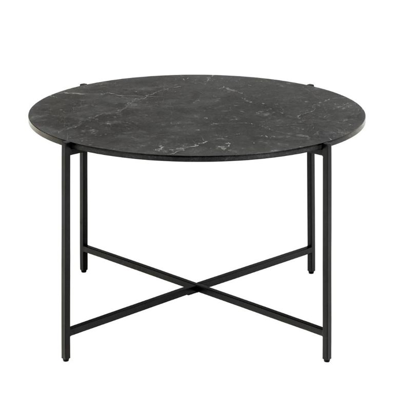 Lamoine Coffee Table - Round - Black Marble Effect